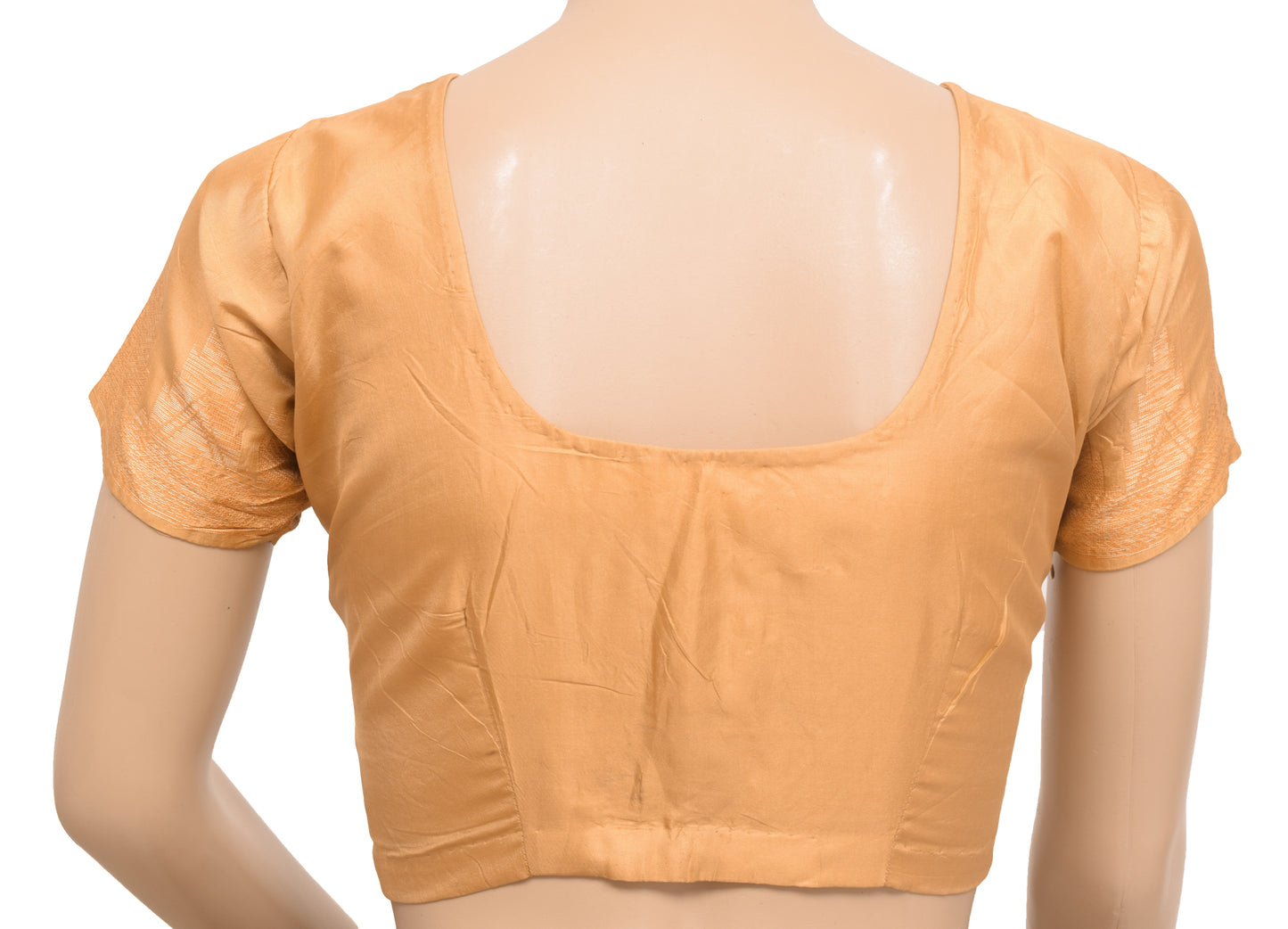 Sushila Vintage Readymade 34"Sari Blouse Silk Woven Peach Designer Top