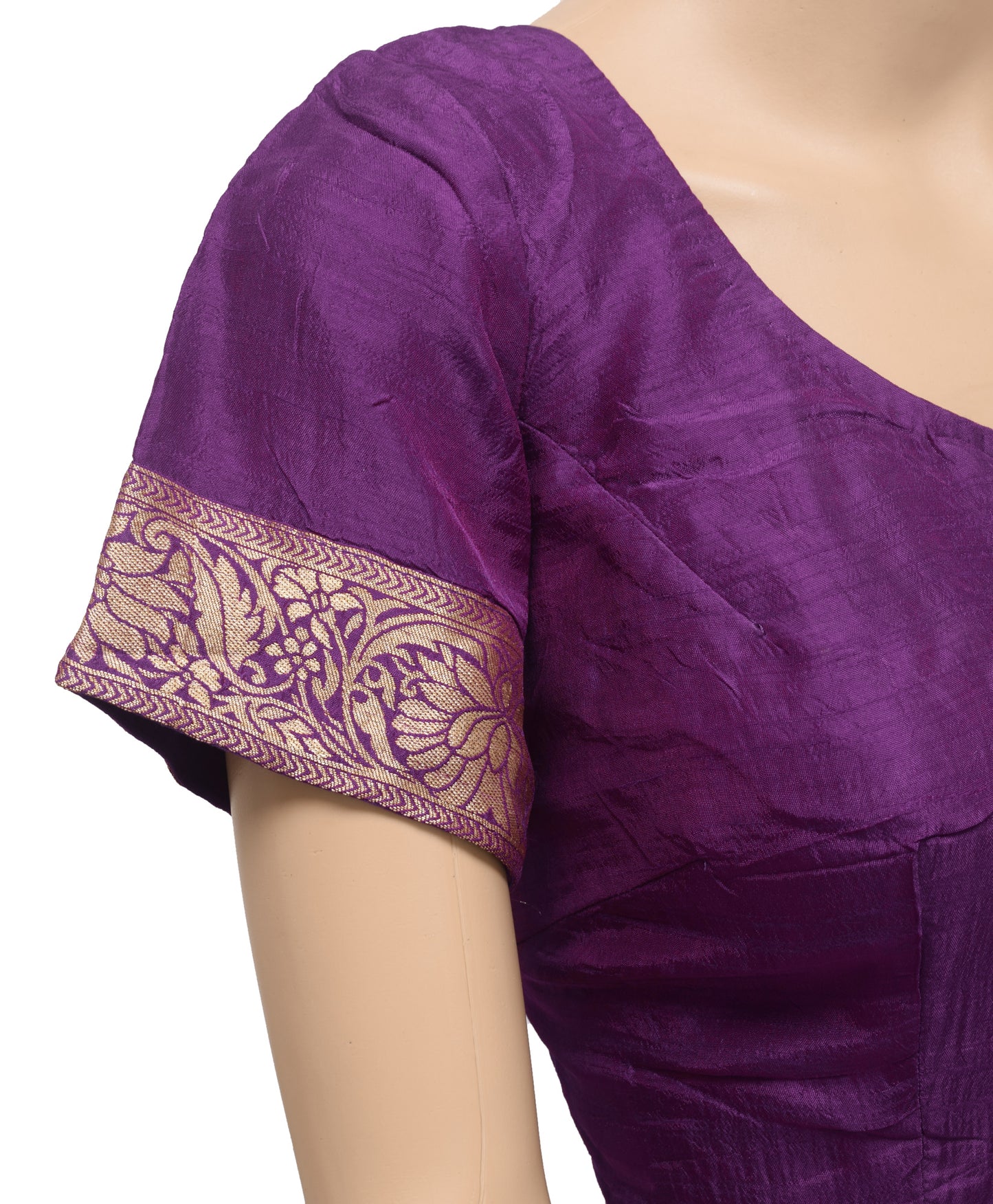 Sushila Vintage Readymade 36"Sari Blouse Purple Silk Woven Designer Choli