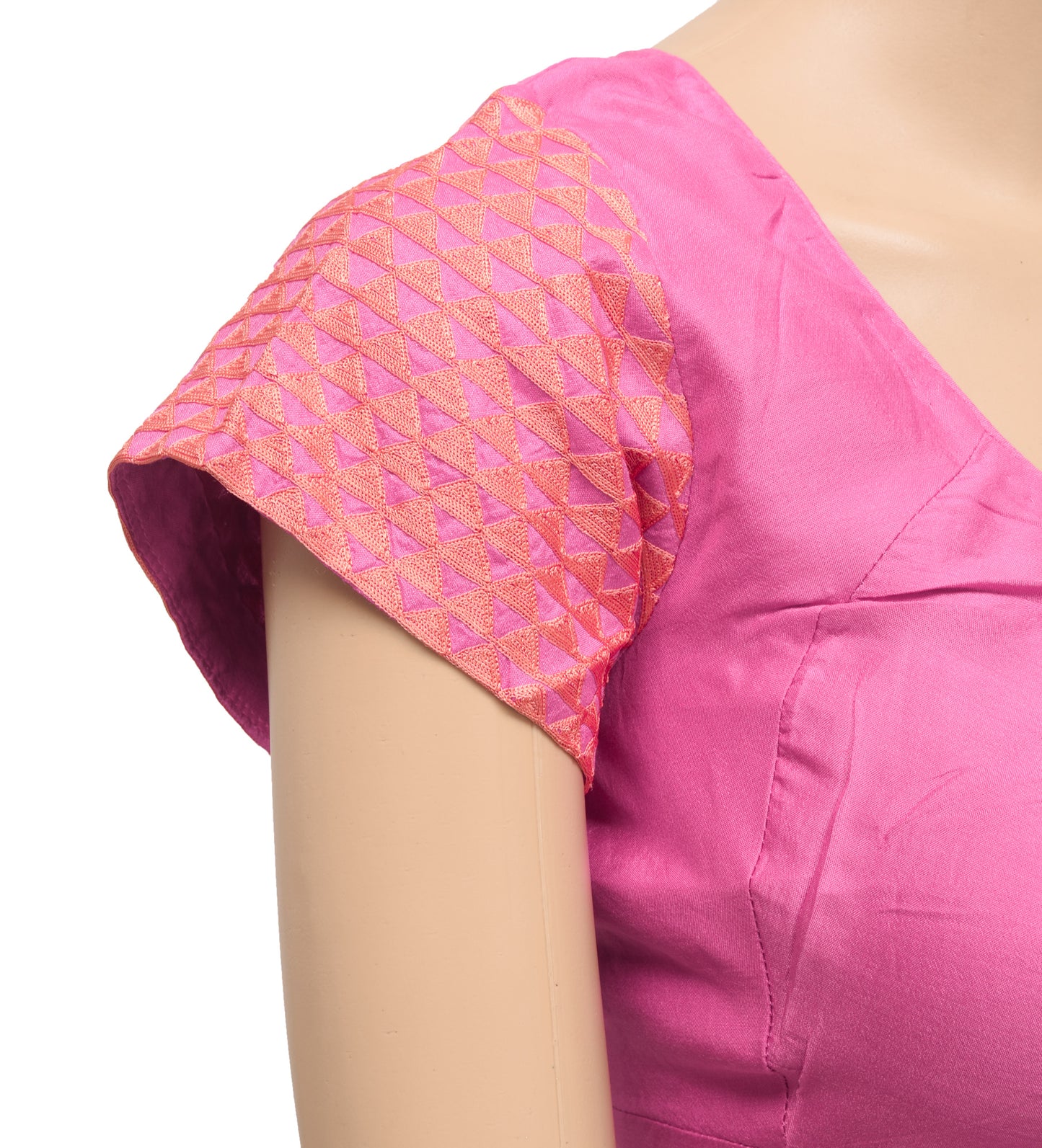 Sushila Vintage Readymade 38" Pink Silk Sari Blouse Embroidery Designer Top