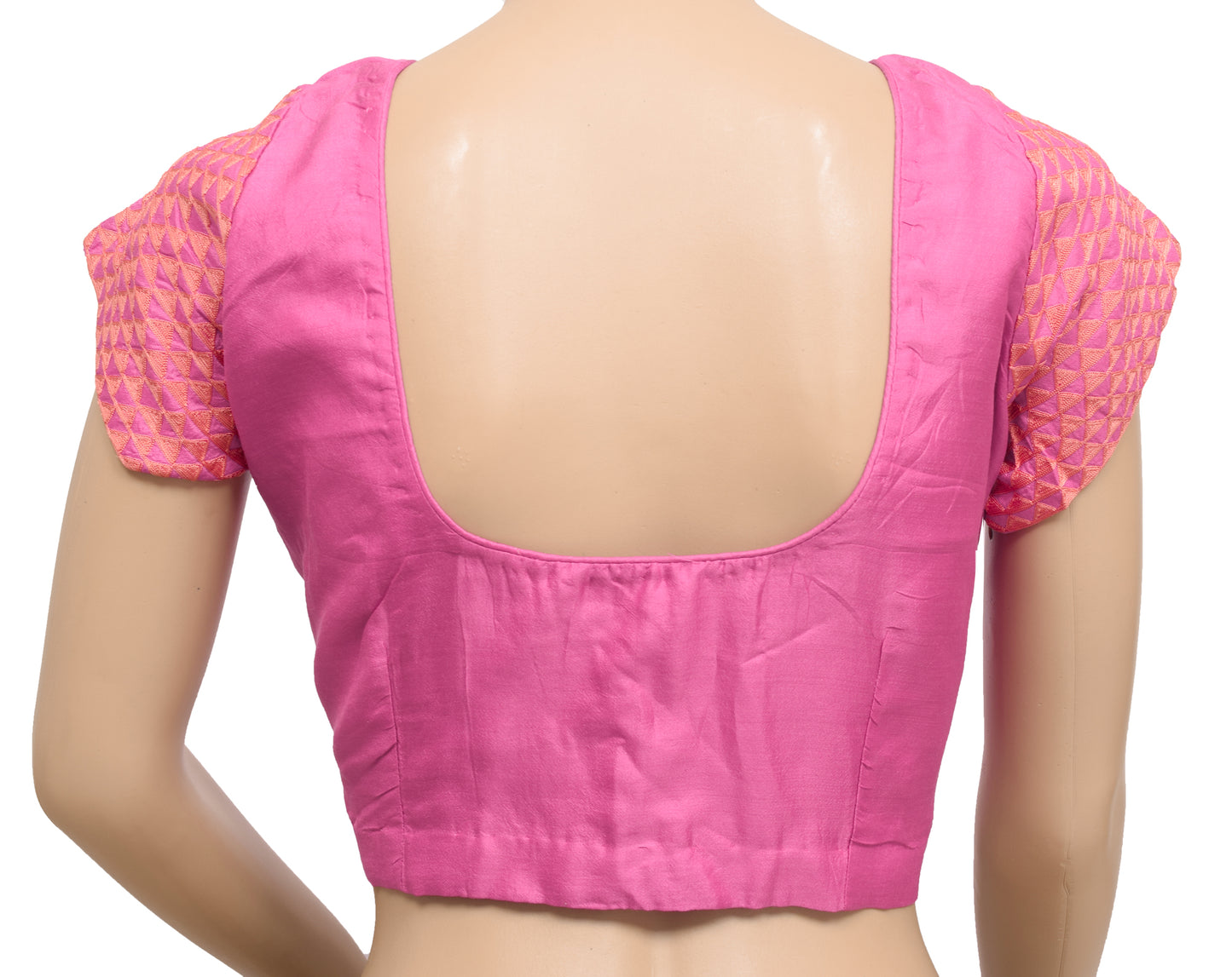 Sushila Vintage Readymade 38" Pink Silk Sari Blouse Embroidery Designer Top