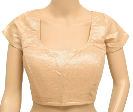 Sushila Vintage Readymade 40" Sari Blouse Golden Padded Woven Designer Top