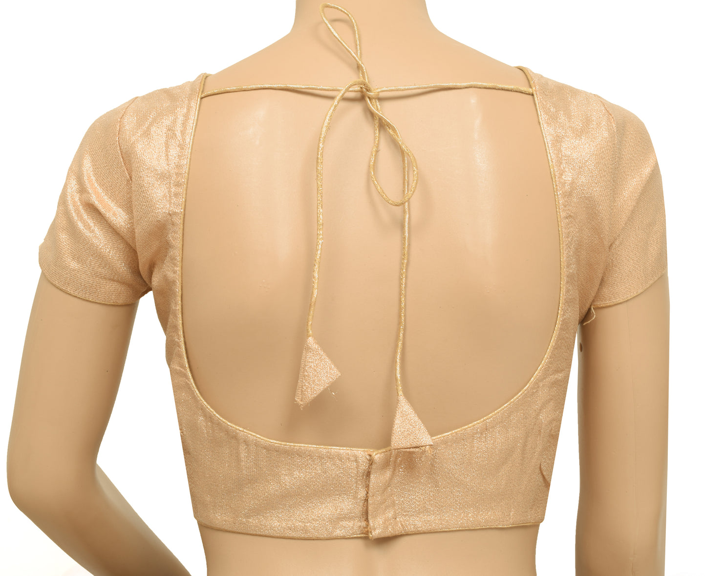 Sushila Vintage Readymade 40" Sari Blouse Golden Padded Woven Designer Top