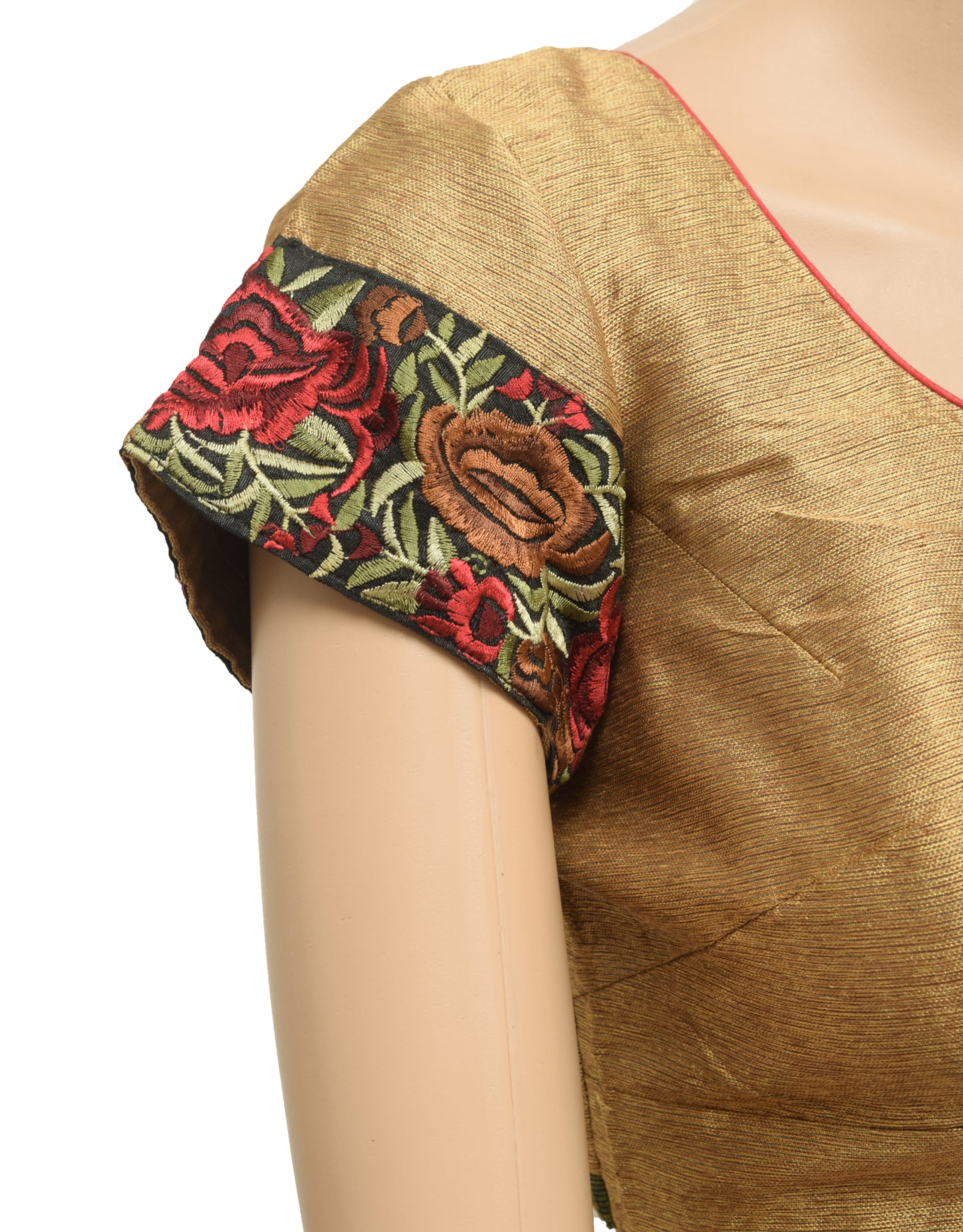 Sushila Vintage Readymade 32" Sari Blouse Brown Silk Woven Designer Top