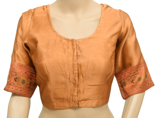 Sushila Vintage Readymade Stitched Sari Blouse Satin Silk Woven Designer Choli