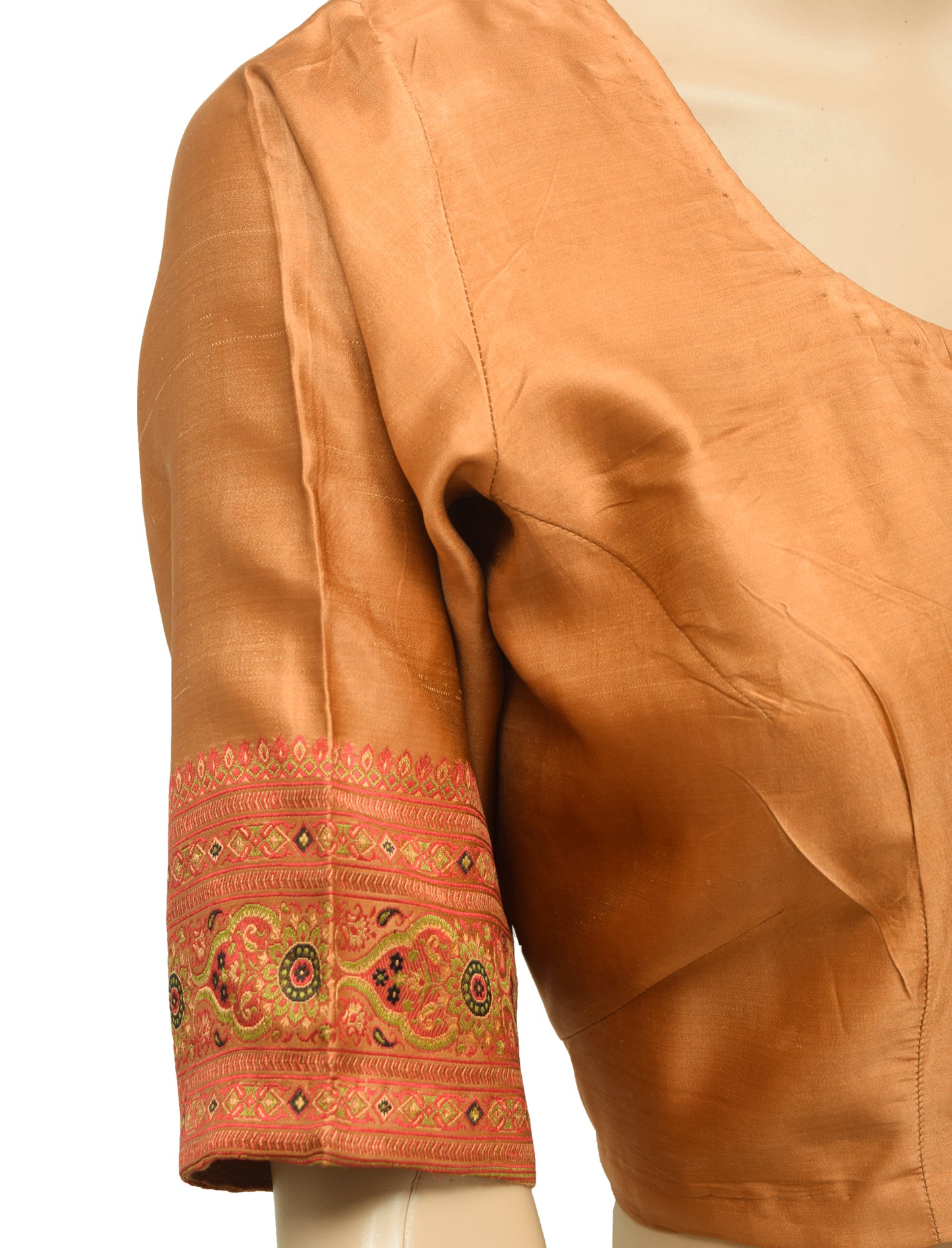 Sushila Vintage Readymade Stitched Sari Blouse Satin Silk Woven Designer Choli