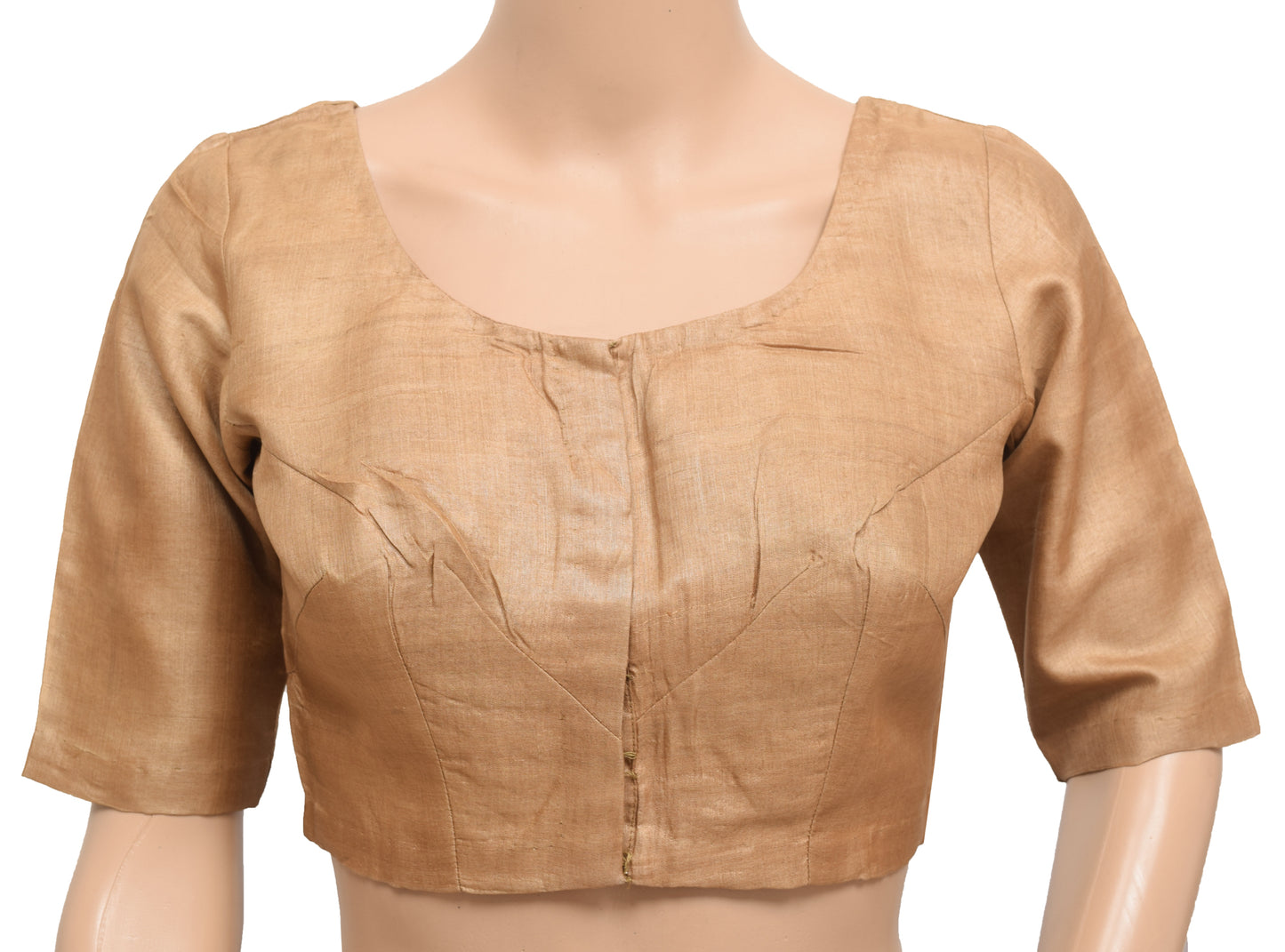 Sushila Vintage Readymade 30"  Sari Blouse 100% Pure Silk Brown Plain Choli
