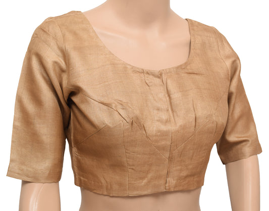 Sushila Vintage Readymade 30"  Sari Blouse 100% Pure Silk Brown Plain Choli