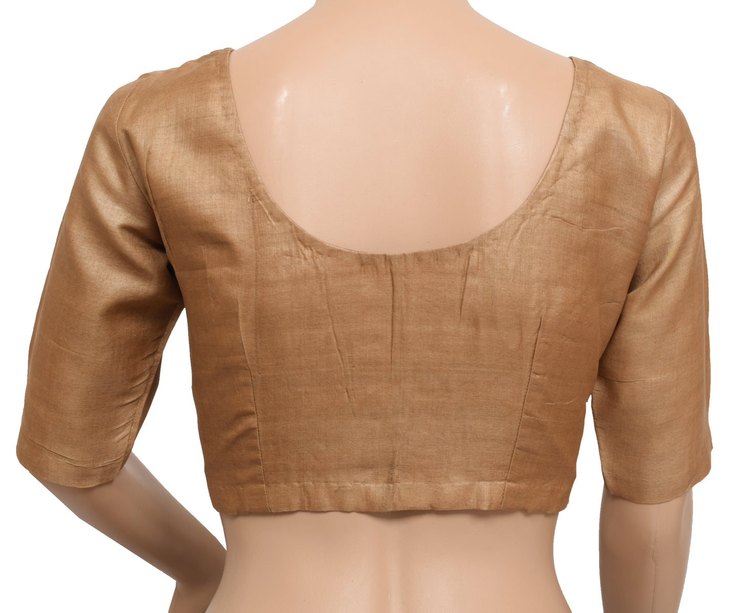 Sushila Vintage Readymade 30"  Sari Blouse 100% Pure Silk Brown Plain Choli