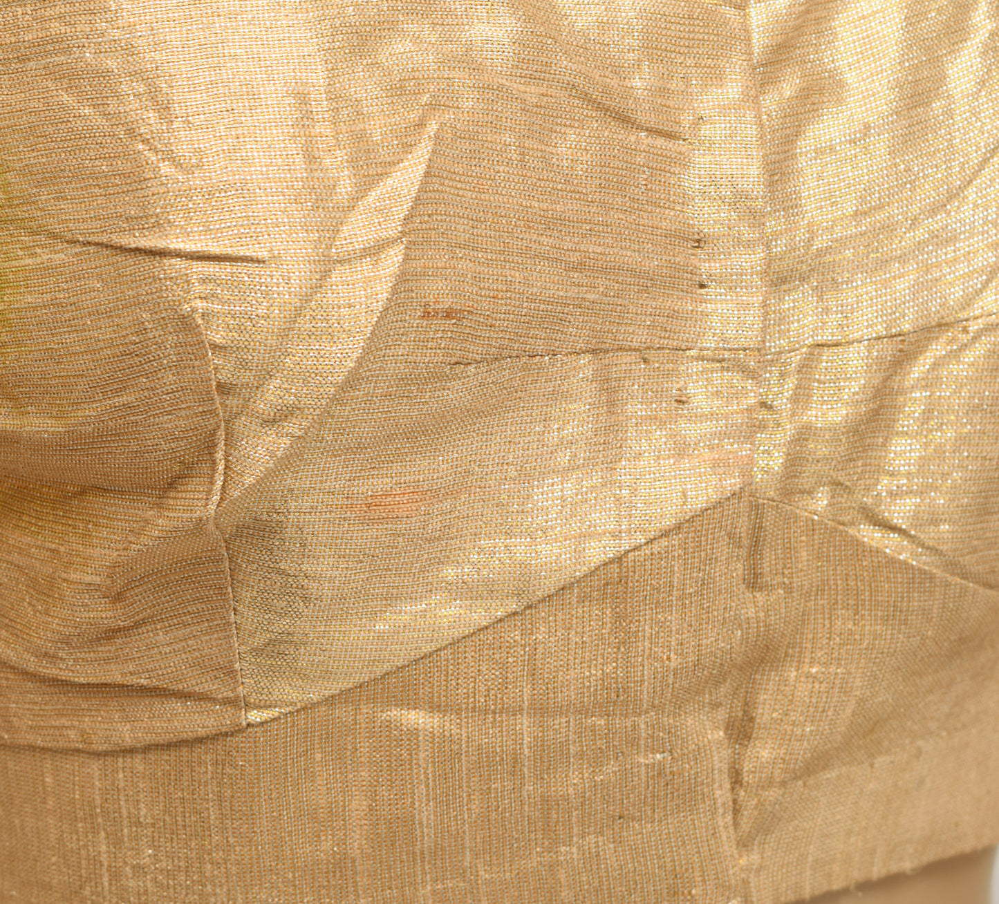 Sushila Vintage Golden Readymade Stitched Silk Sari Blouse Woven Designer Choli 48"