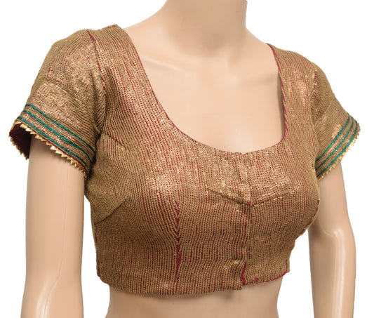 Sushila Vintage Readymade 36" Maroon Sequins Embroidered Silk Sari Blouse