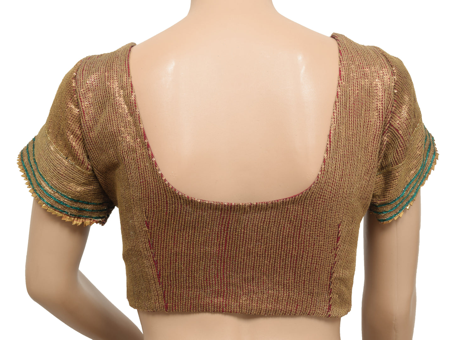Sushila Vintage Readymade 36" Maroon Sequins Embroidered Silk Sari Blouse