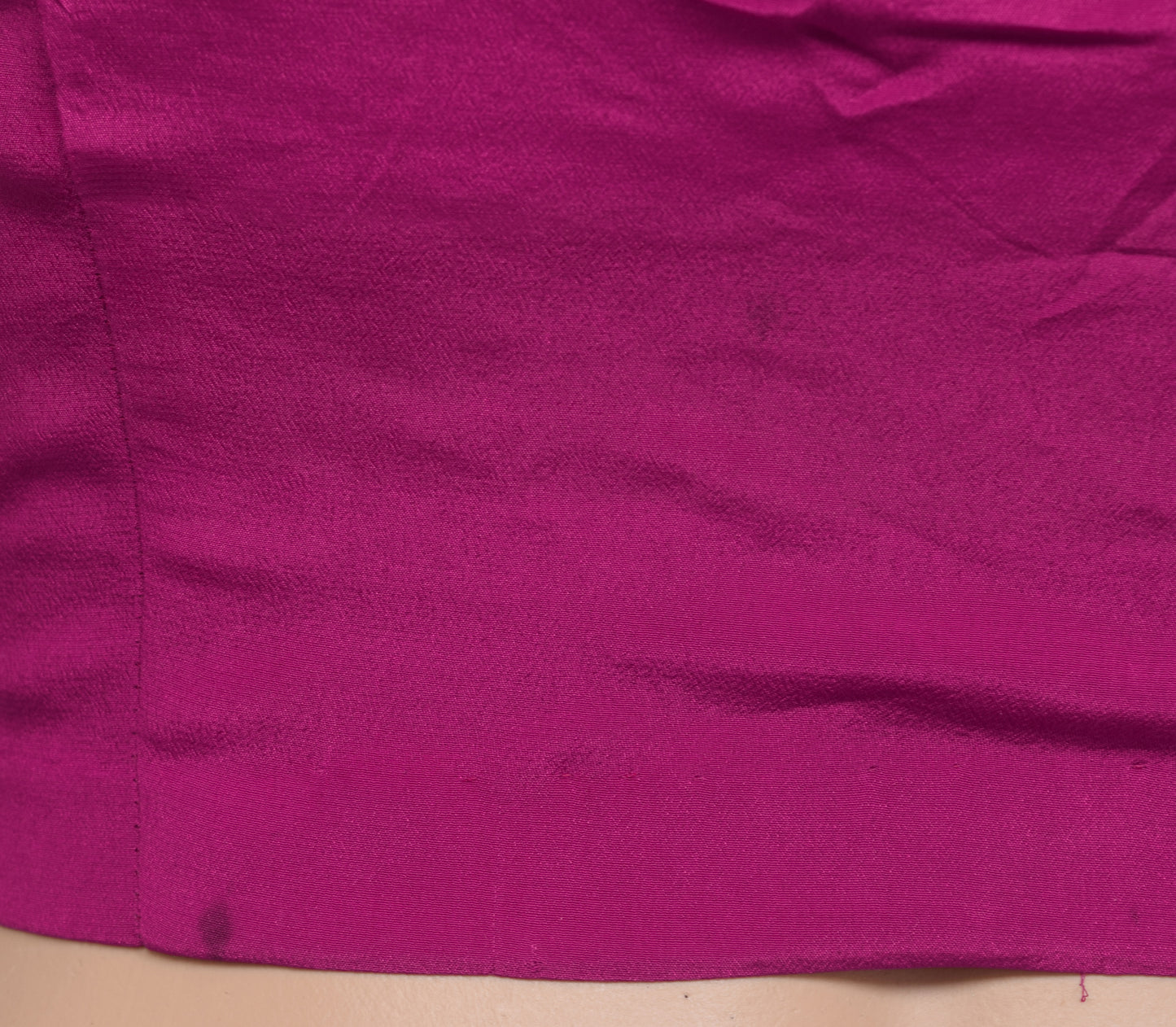 Sushila Vintage Readymade 30"Sari Blouse Magenta Crepe Mirror Work Top