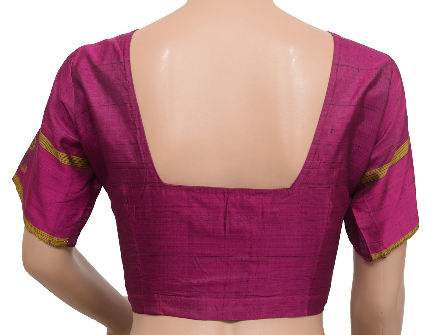Sushila Vintage Readymade 36"Silk Sari Blouse Magenta Woven Designer Choli