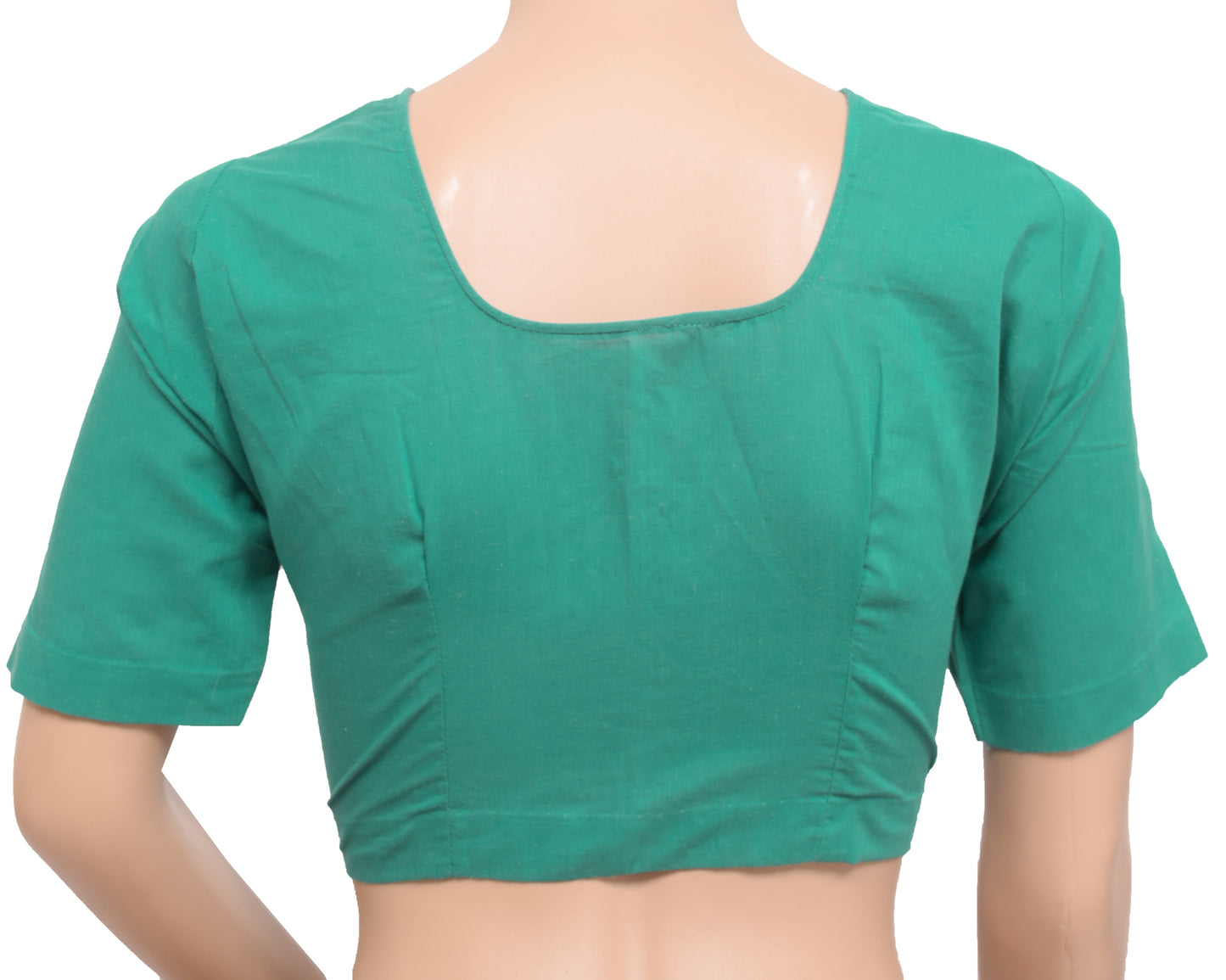 Sushila Vintage Teal Green 36" Pure Cotton Plain Readymade Stitched Sari Blouse