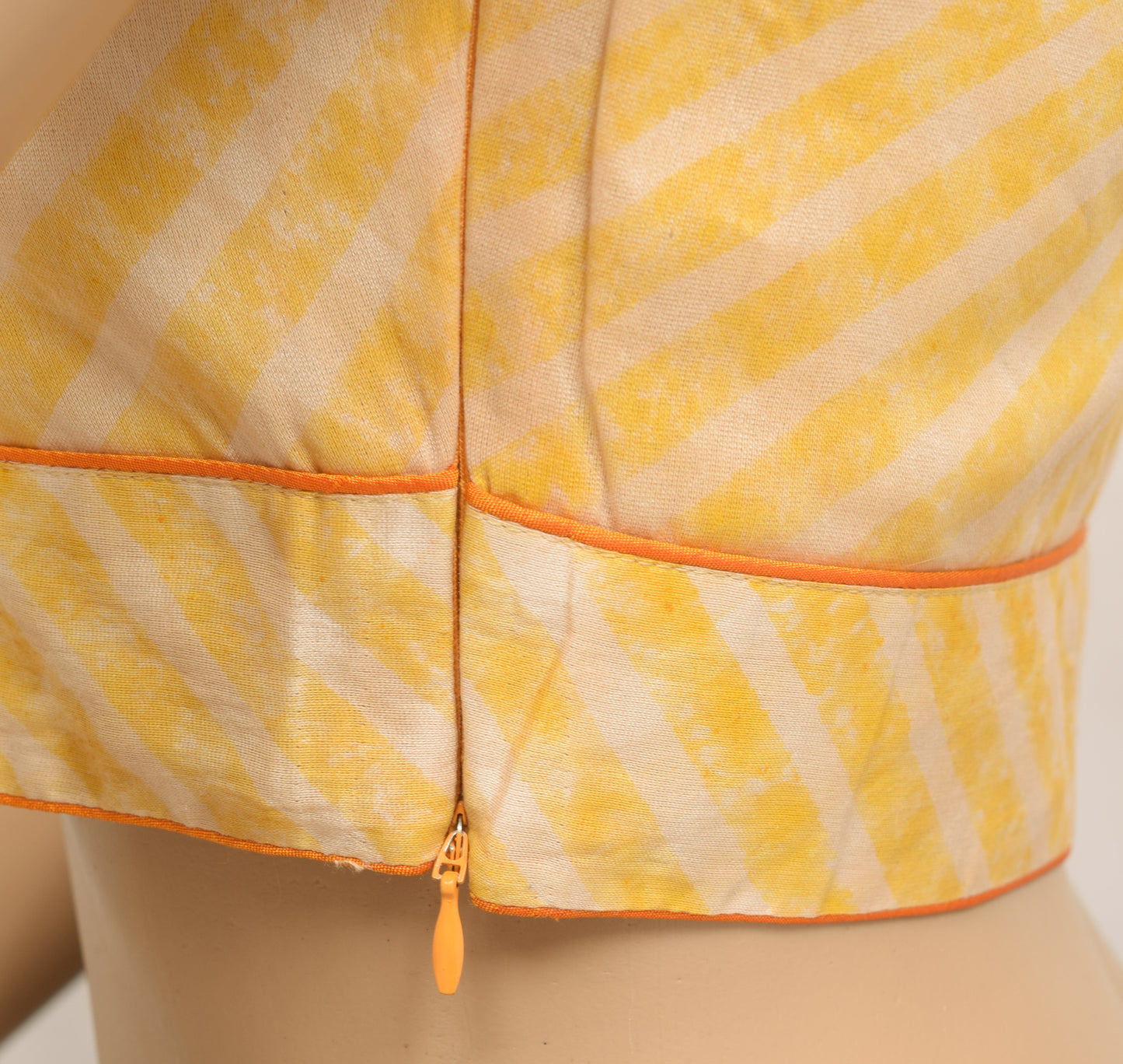 Sushila Vintage Readymade 34" Sari Blouse 100% Pure Cotton Yellow Woven Top