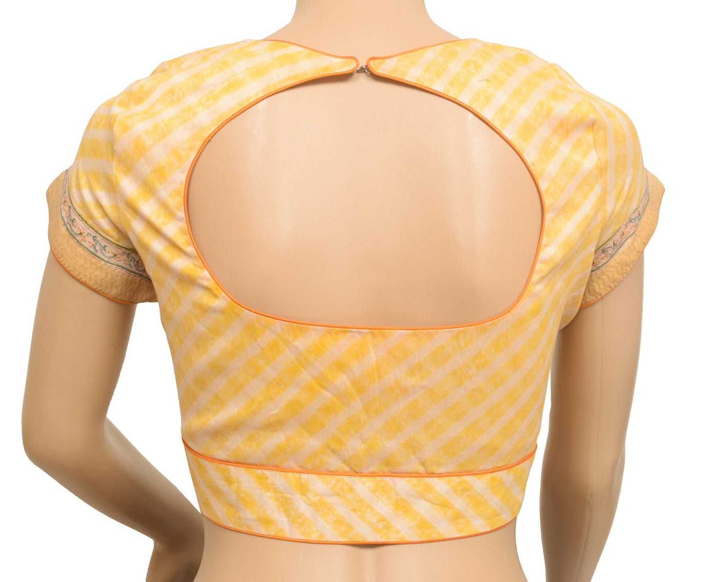 Sushila Vintage Readymade 34" Sari Blouse 100% Pure Cotton Yellow Woven Top