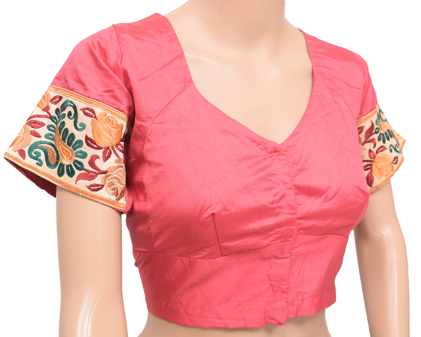 Sushila Vintage Readymade 40"Sari Blouse Silk Patch Work Designer Choli