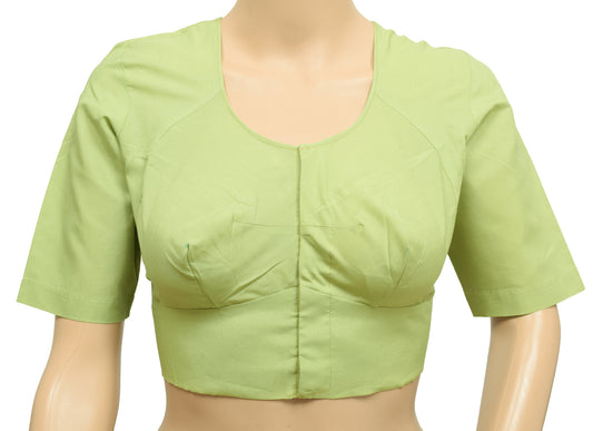 Sushila Vintage Readymade 34" Sari Women's Blouse Cotton Green Plain Choli