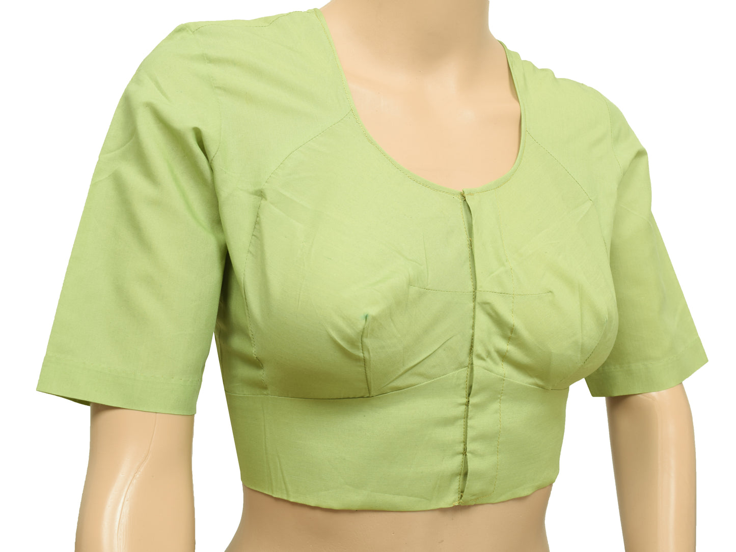 Sushila Vintage Readymade 34" Sari Women's Blouse Cotton Green Plain Choli