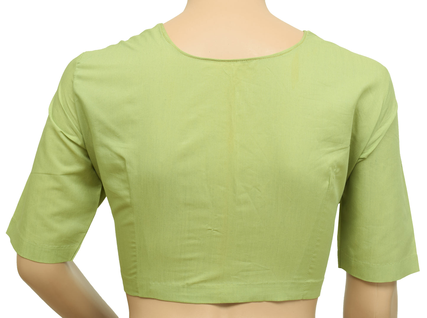 Sushila Vintage Readymade 34" Sari Women's Blouse Cotton Green Plain Choli