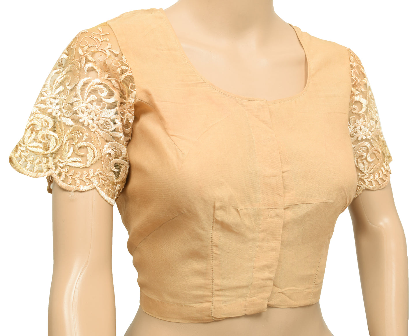 Sushila Vintage Readymade 38"Sari Blouse Brown Cotton Woven Designer Choli