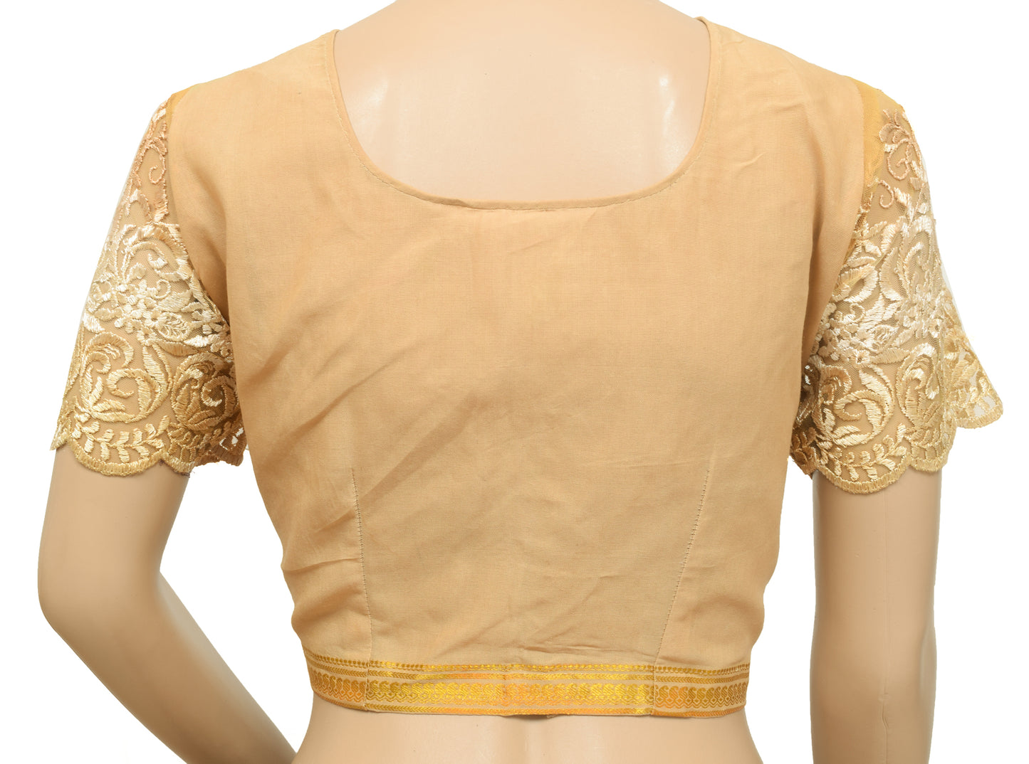 Sushila Vintage Readymade 38"Sari Blouse Brown Cotton Woven Designer Choli