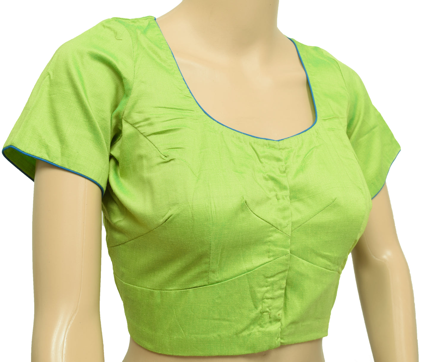 Sushila Vintage Readymade 36"Sari Blouse Green Silk Woven Plain Casual Top