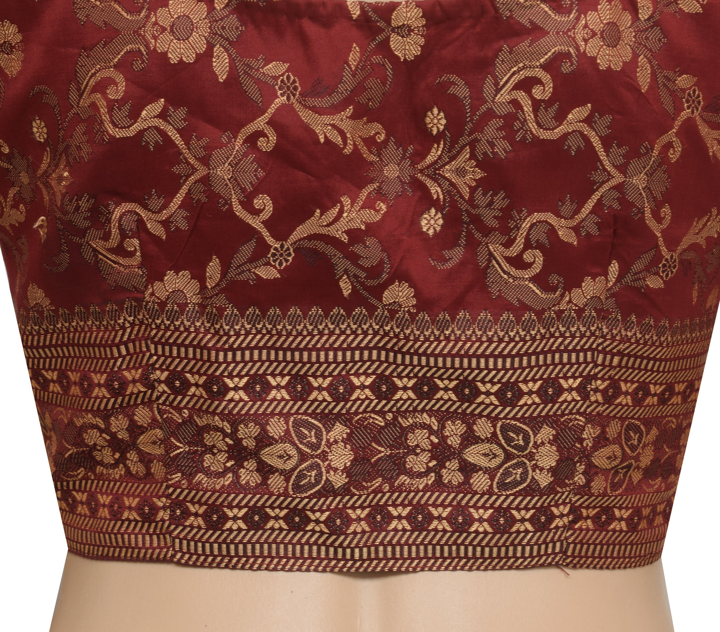 Sushila Vintage Readymade Stitched Sari Blouse Maroon Silk Woven 34" Women's Choli