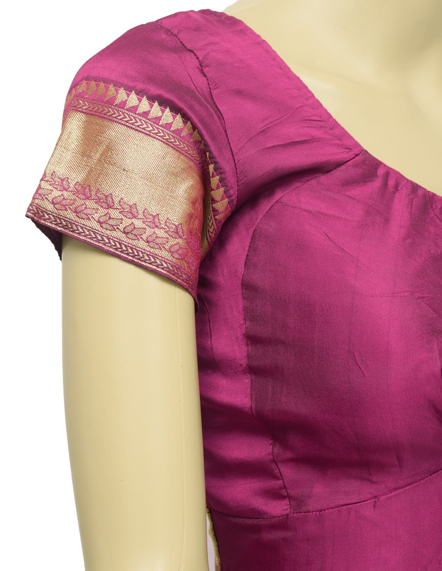 Sushila Vintage Readymade 34"Silk Sari Blouse Magenta Zari Brocade Choli