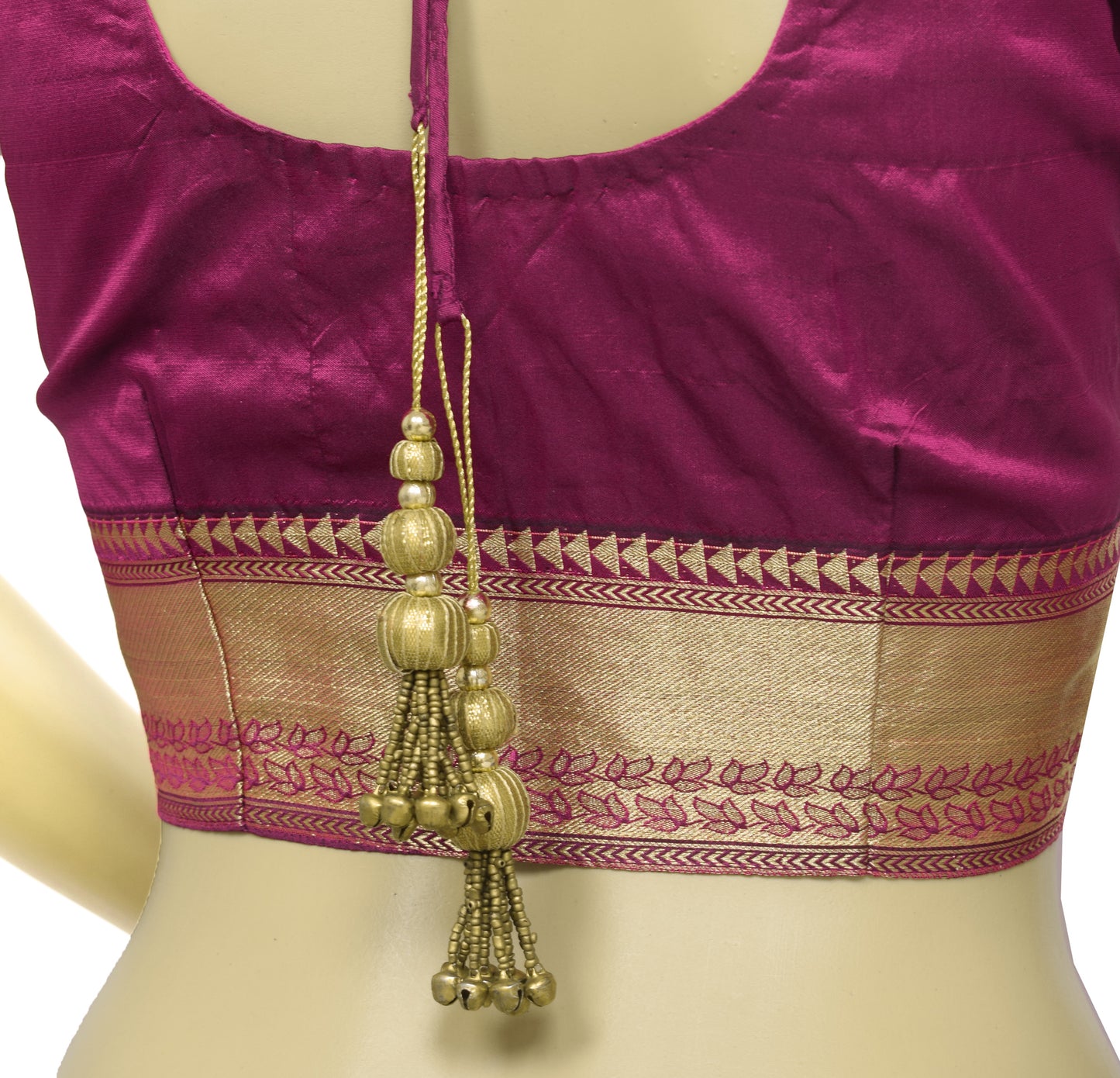 Sushila Vintage Readymade 34"Silk Sari Blouse Magenta Zari Brocade Choli