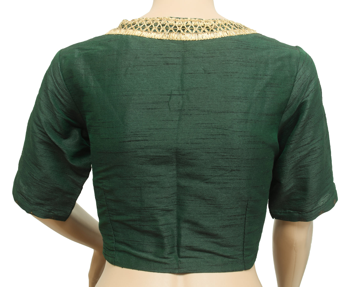 Sushila Vintage Readymade 32"Sari Blouse Bottle Green Silk Branded Choli