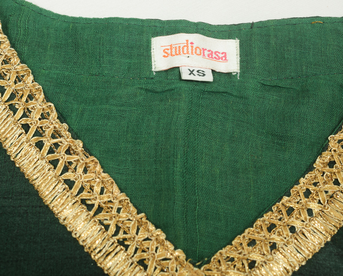 Sushila Vintage Readymade 32"Sari Blouse Bottle Green Silk Branded Choli