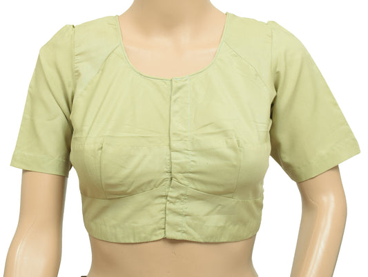 Sushila Vintage Readymade 36"Pista Green Plain Cotton Women Sari Blouse