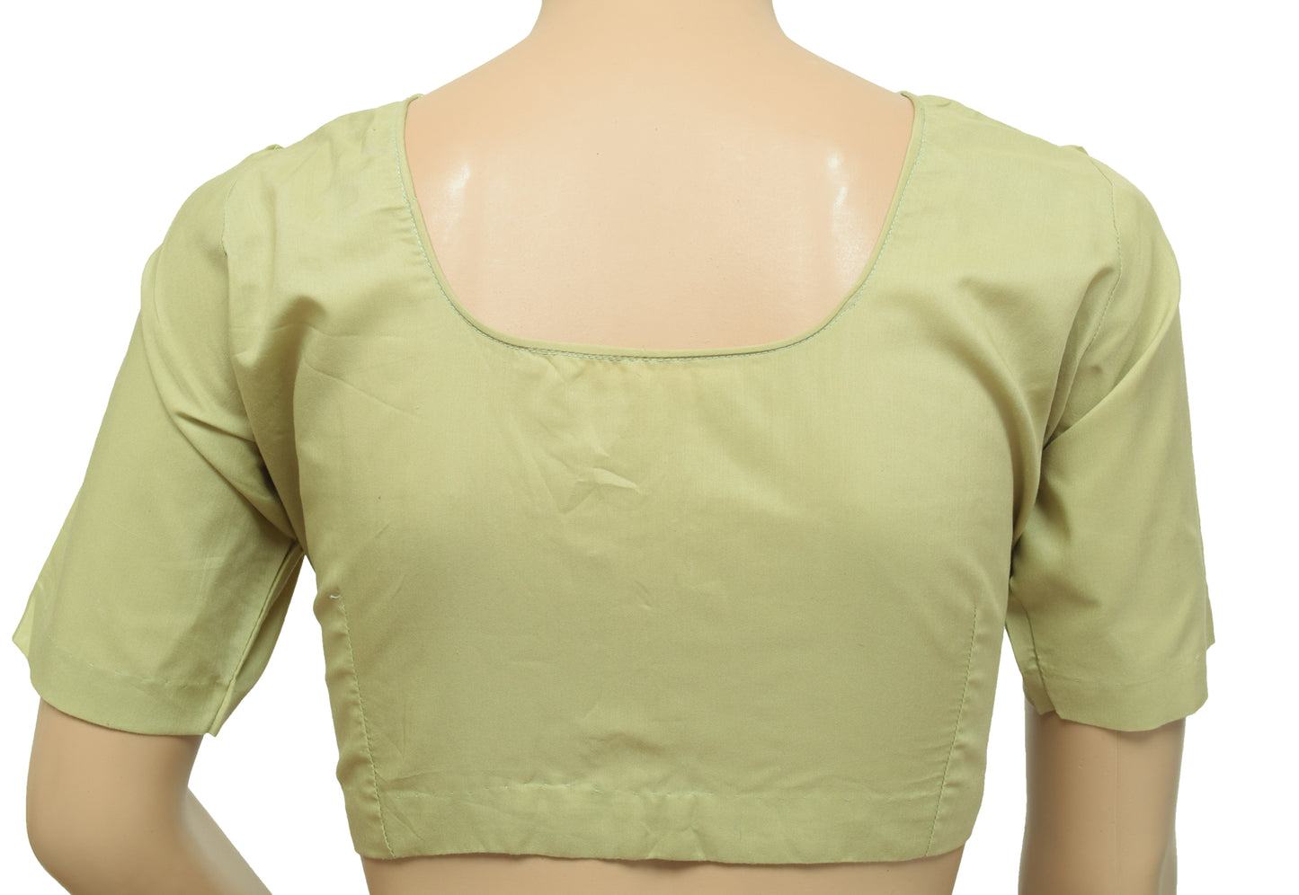Sushila Vintage Readymade 36"Pista Green Plain Cotton Women Sari Blouse
