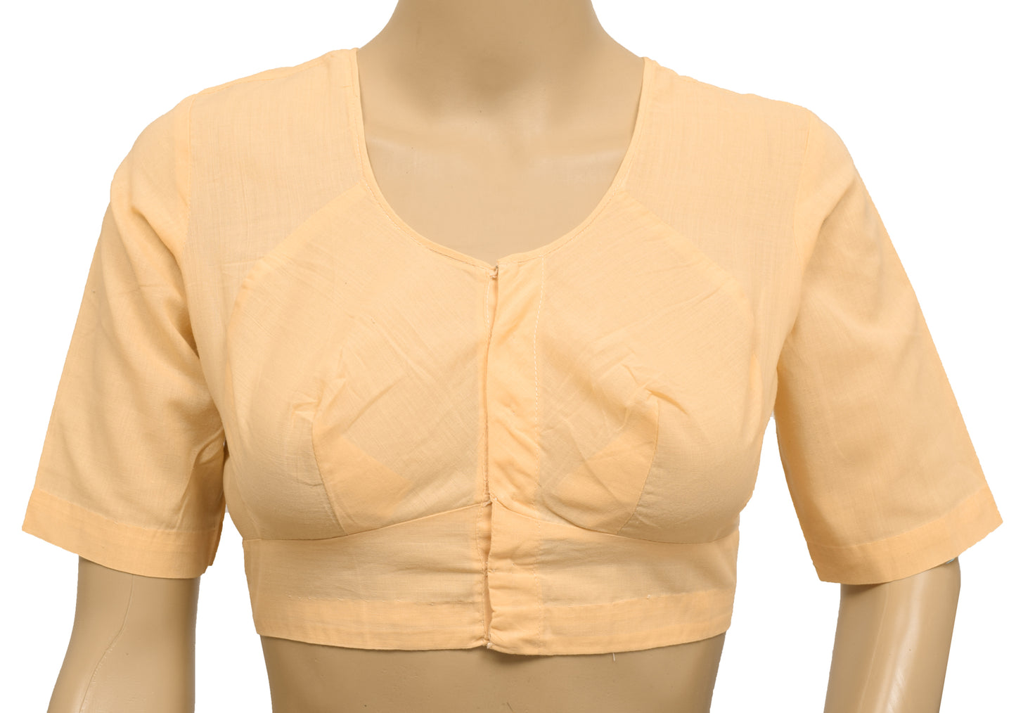 Sushila Vintage Readymade 36"Sari Blouse Light Peach Cotton Plain Choli