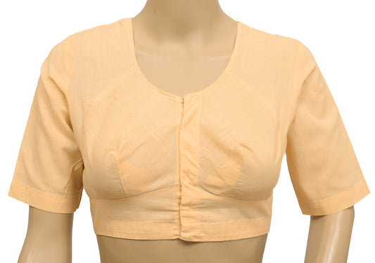 Sushila Vintage Readymade 36"Sari Blouse Light Peach Cotton Plain Choli