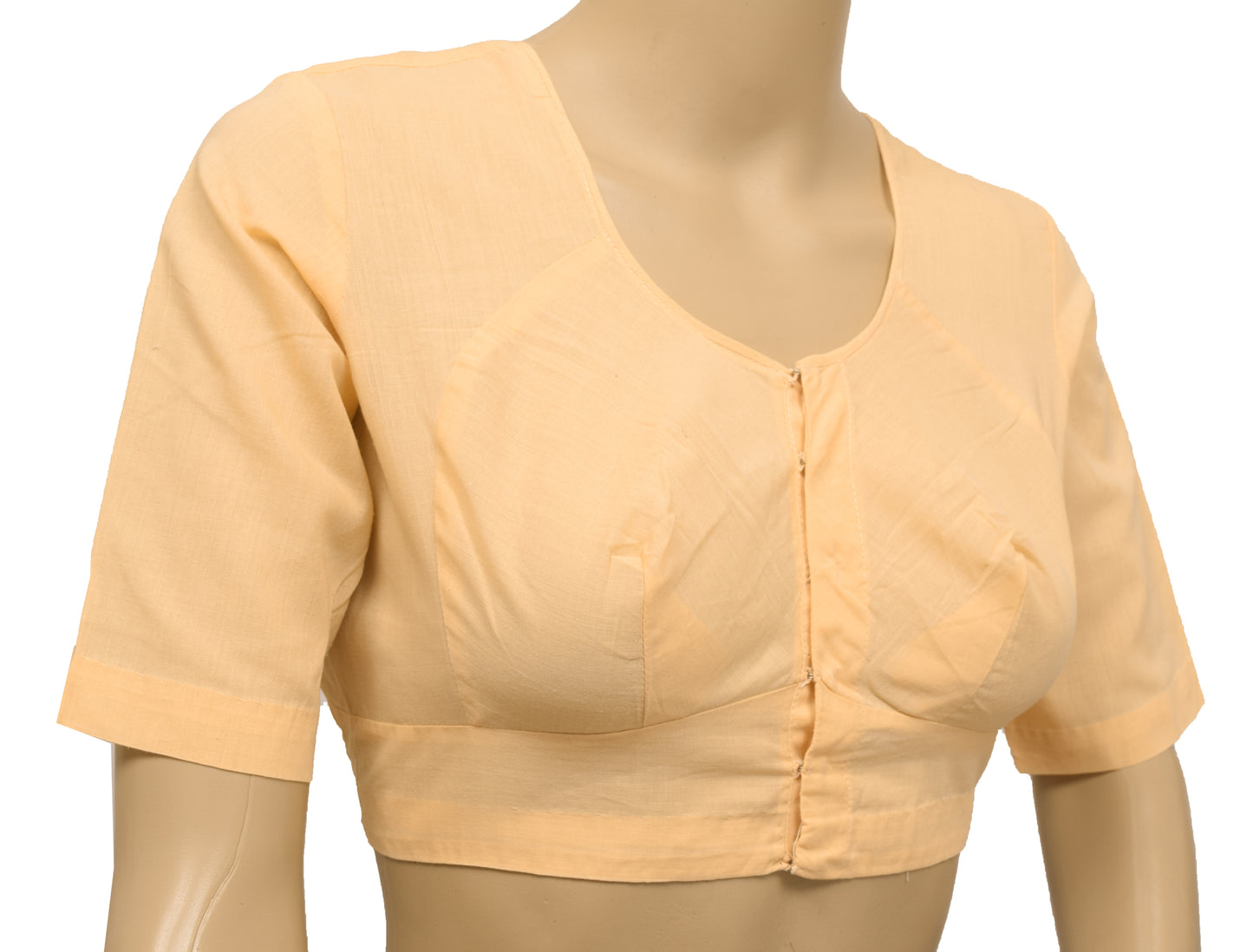 Sushila Vintage Readymade 36"Sari Blouse Light Peach Cotton Plain Choli