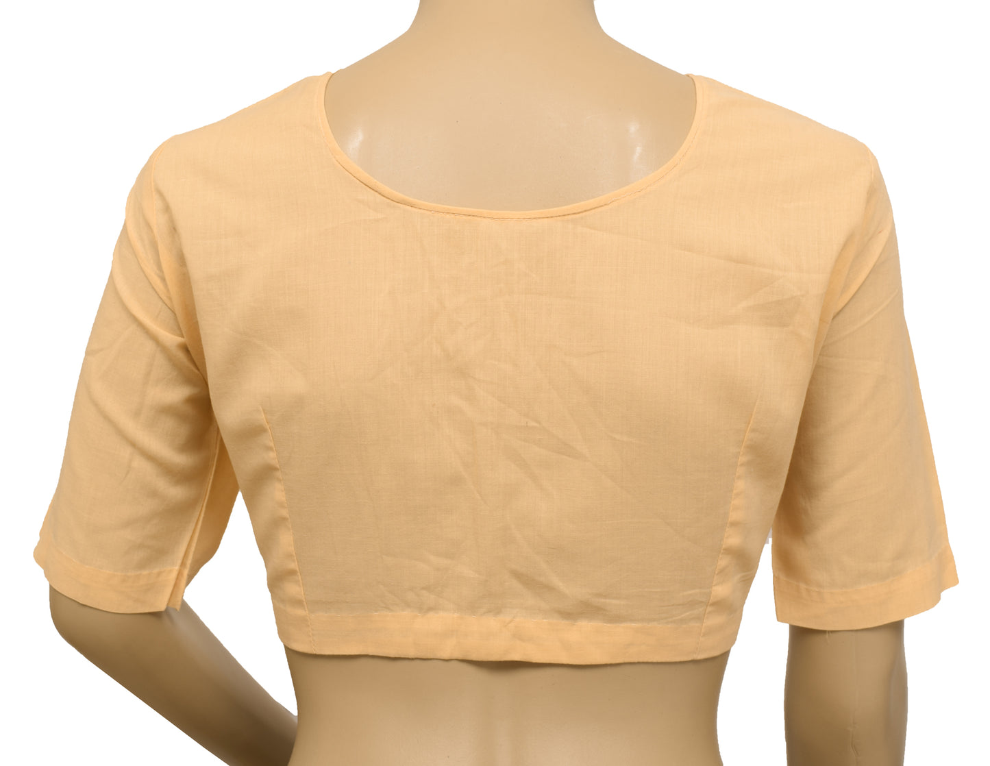 Sushila Vintage Readymade 36"Sari Blouse Light Peach Cotton Plain Choli