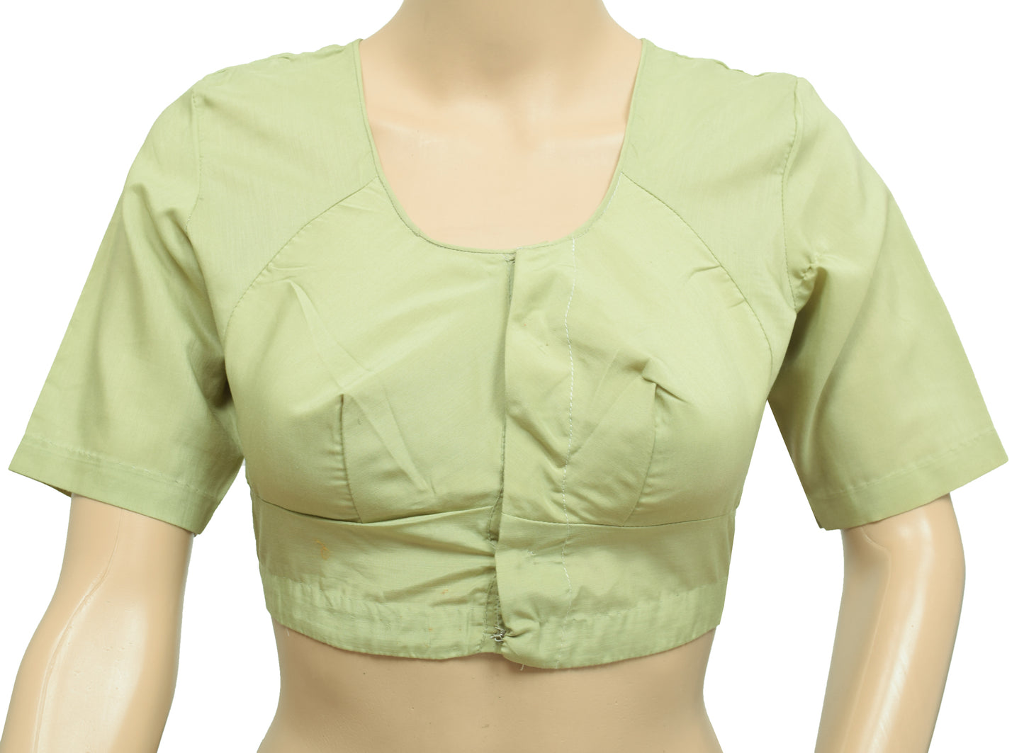 Sushila Vintage 34"Stitched Sari Blouse Green Cotton Plain Women's Choli