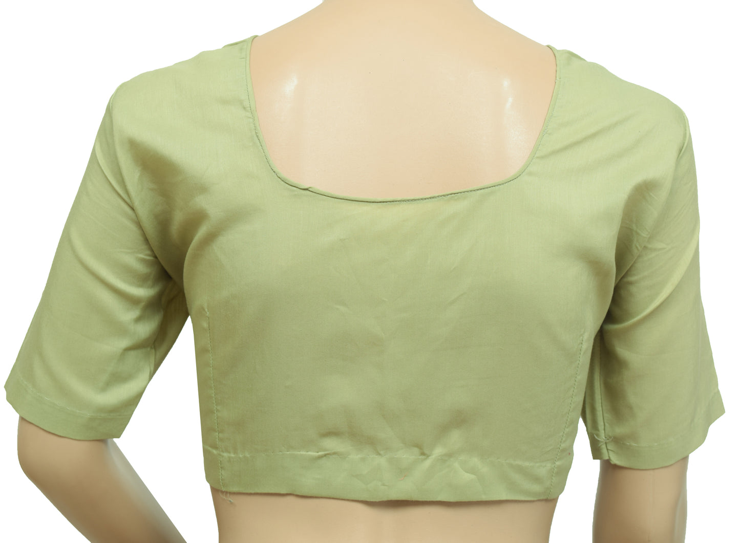 Sushila Vintage 34"Stitched Sari Blouse Green Cotton Plain Women's Choli