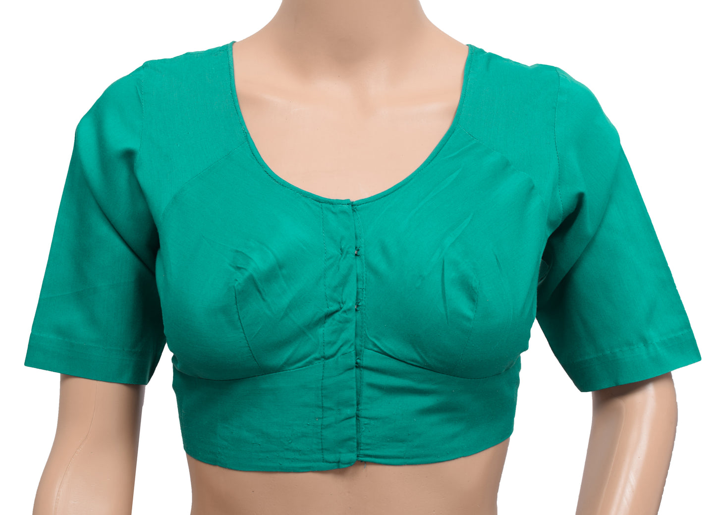 Sushila Vintage Readymade 36"Sari Blouse Teal Blue Cotton Women Top Choli