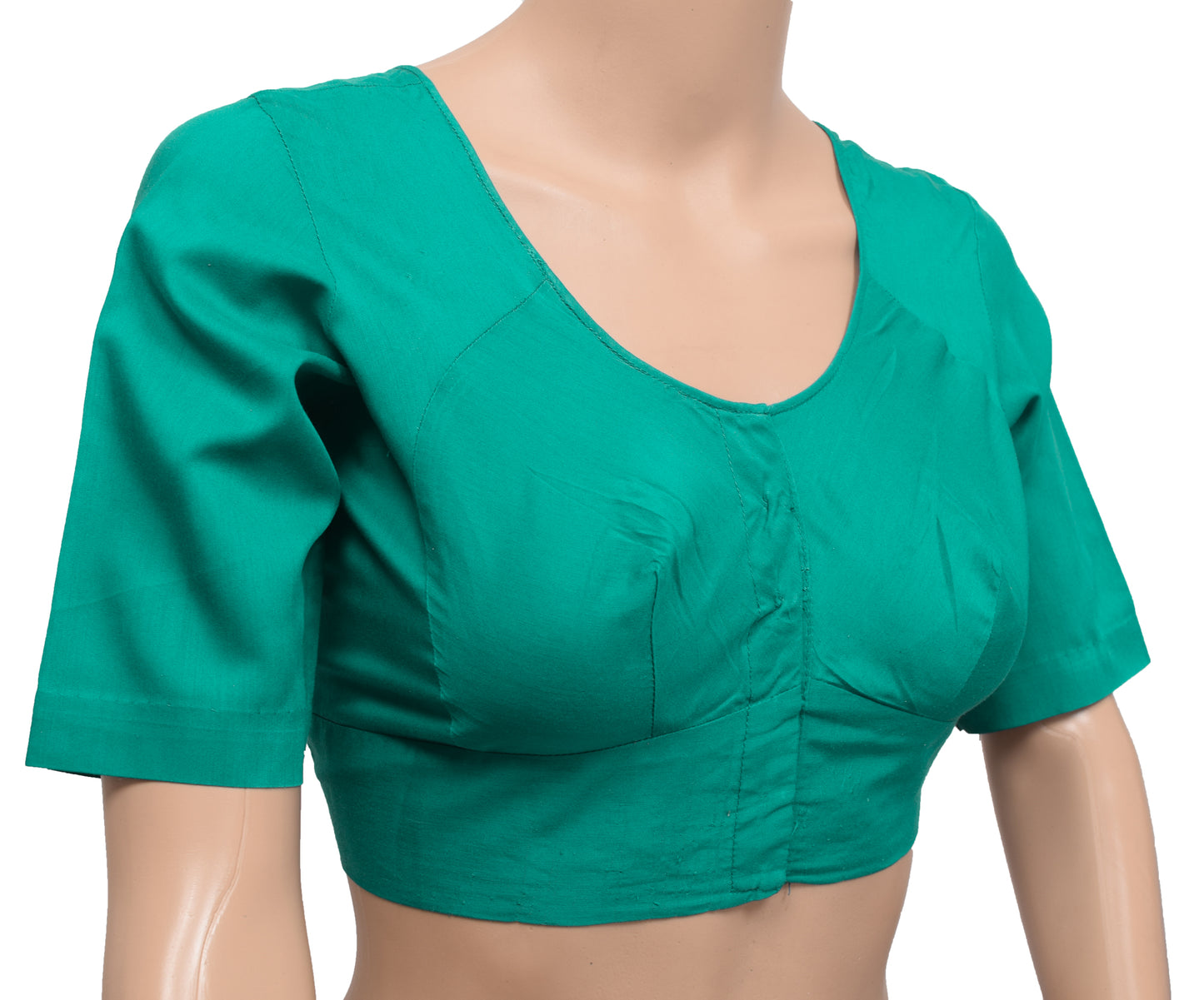 Sushila Vintage Readymade 36"Sari Blouse Teal Blue Cotton Women Top Choli
