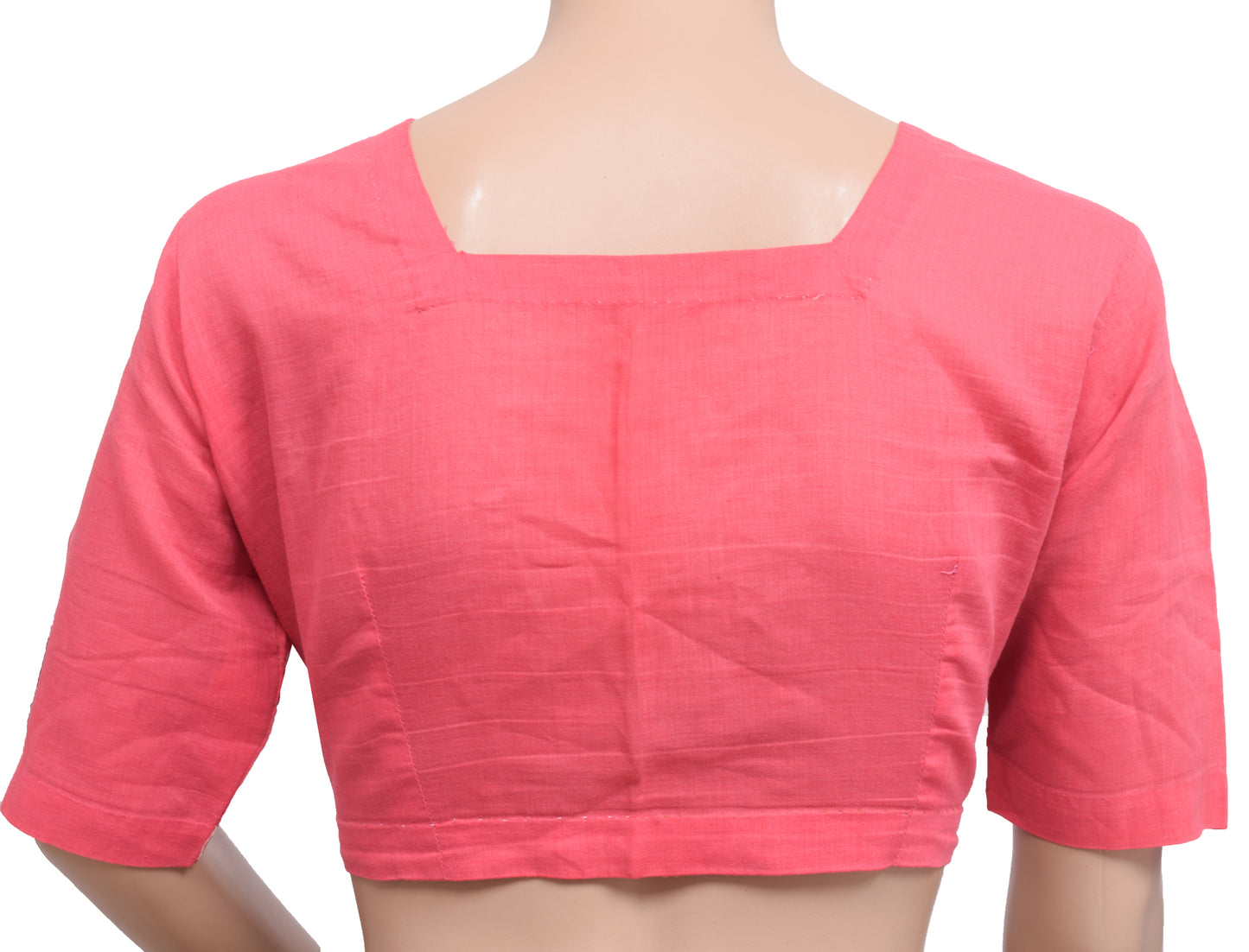 Sushila Vintage 34" Stitched Sari Blouse Pink Cotton Plain Daily Wear top