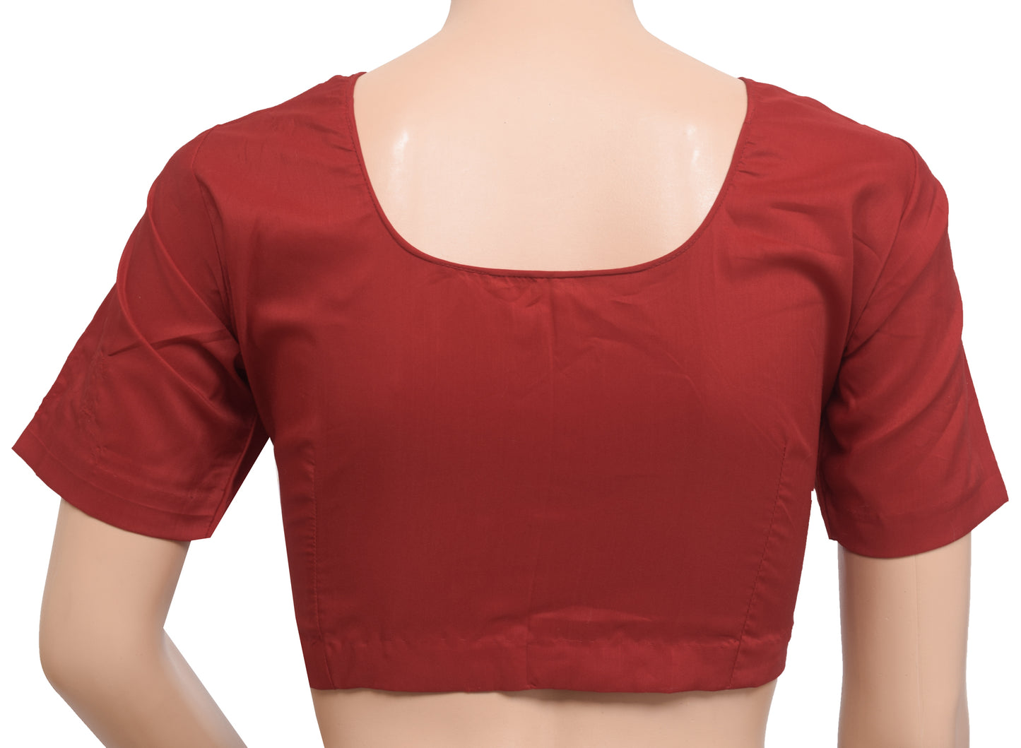 Sushila Vintage 36" Stitched Sari Blouse Maroon Blend Silk Plain Choli Top