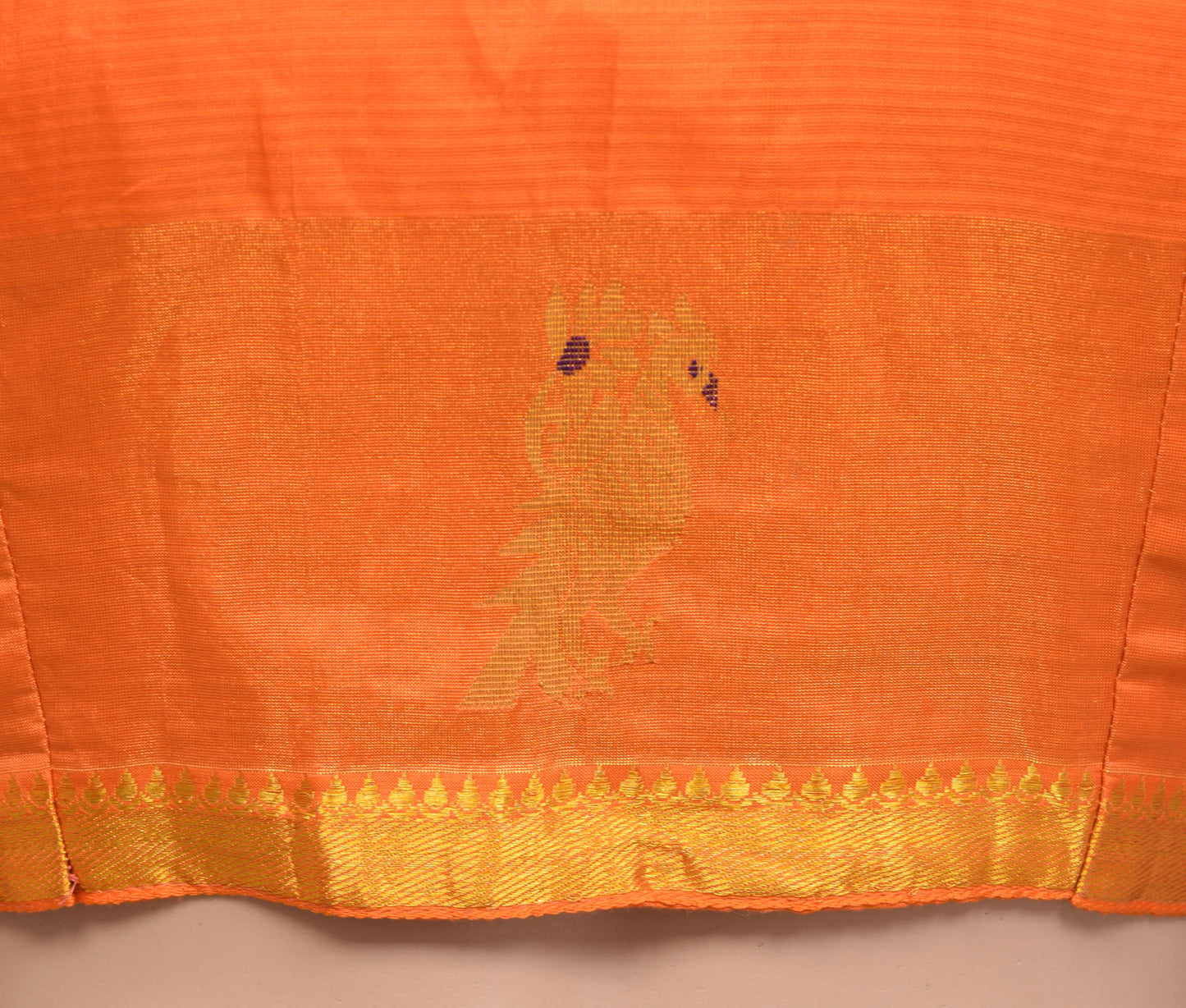 Sushila Vintage 34"Stitched Sari Blouse Silk Orange Zari Brocade Choli