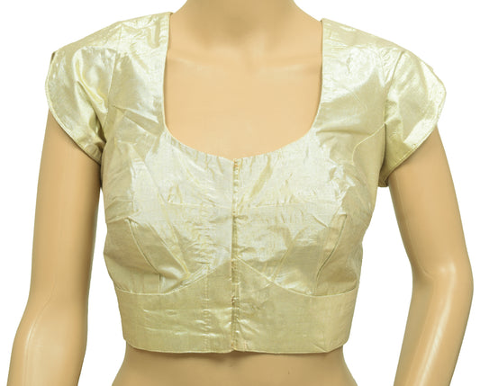 Sushila Vintage 36"Stitched Women Golden Shimmer Plain Saree Blouse Top