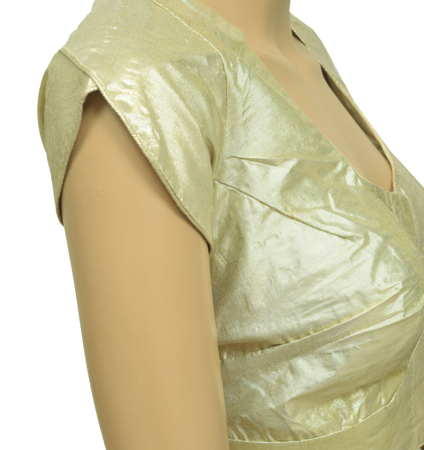 Sushila Vintage 36"Stitched Women Golden Shimmer Plain Saree Blouse Top