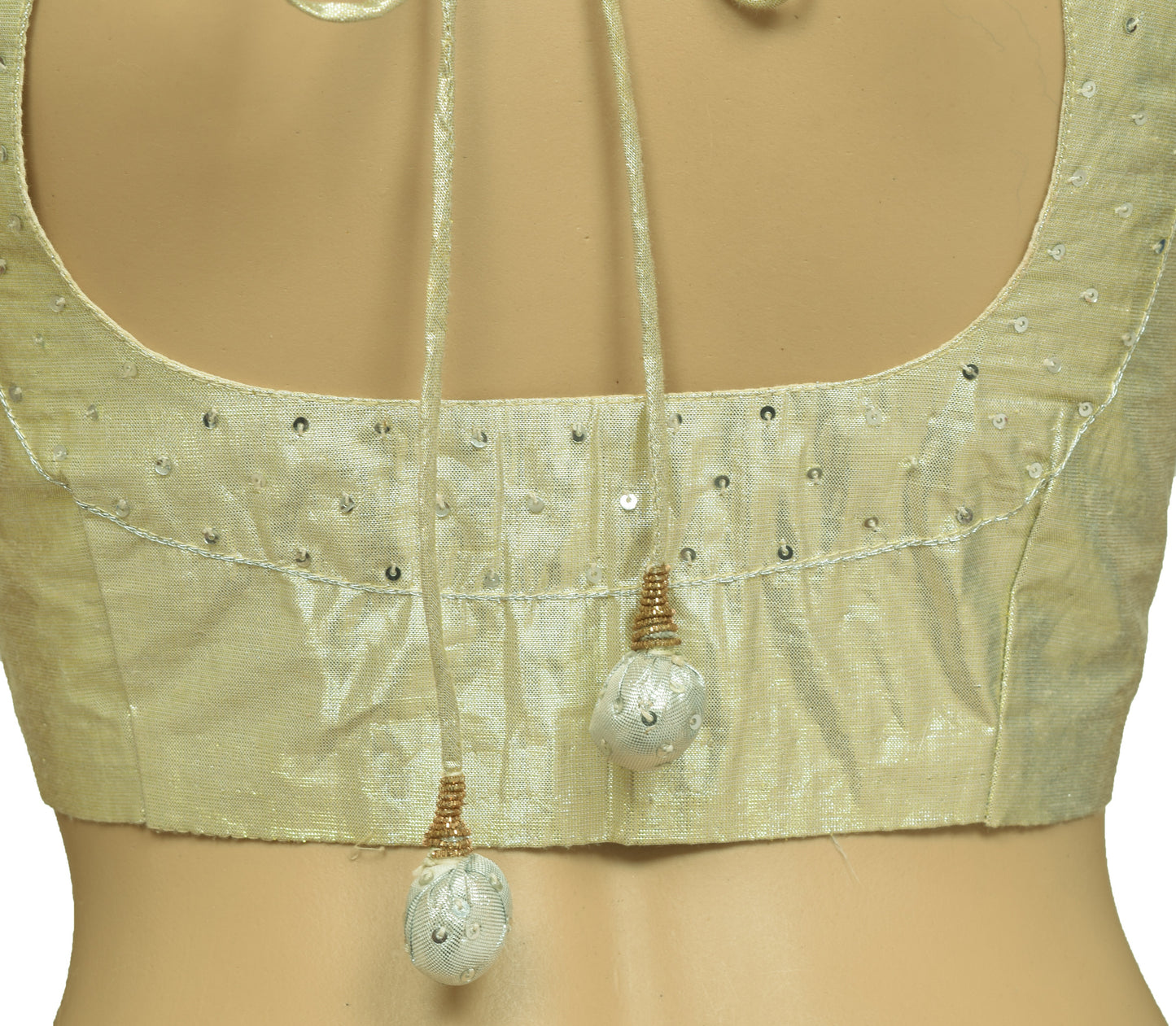 Sushila Vintage 36"Stitched Women Golden Shimmer Plain Saree Blouse Top