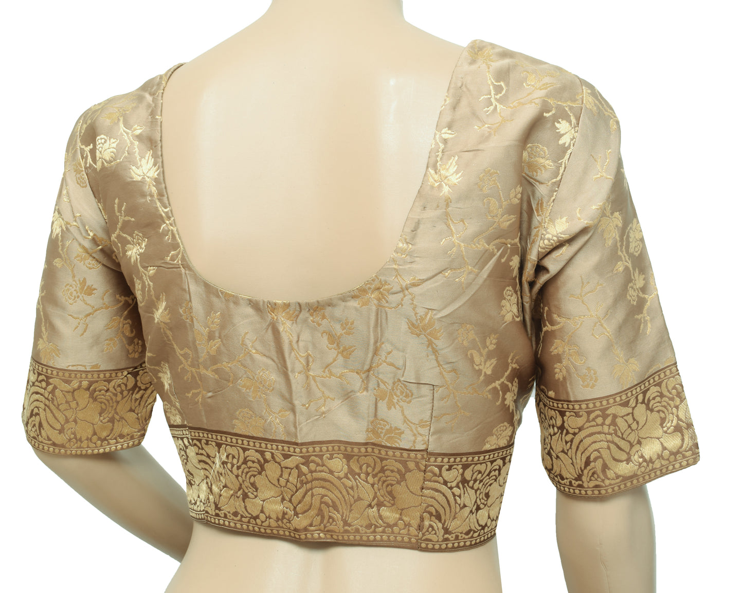 Vintage Banarasi Satin Silk Readymade Stitched Sari Blouse Woven Designer 38" Top