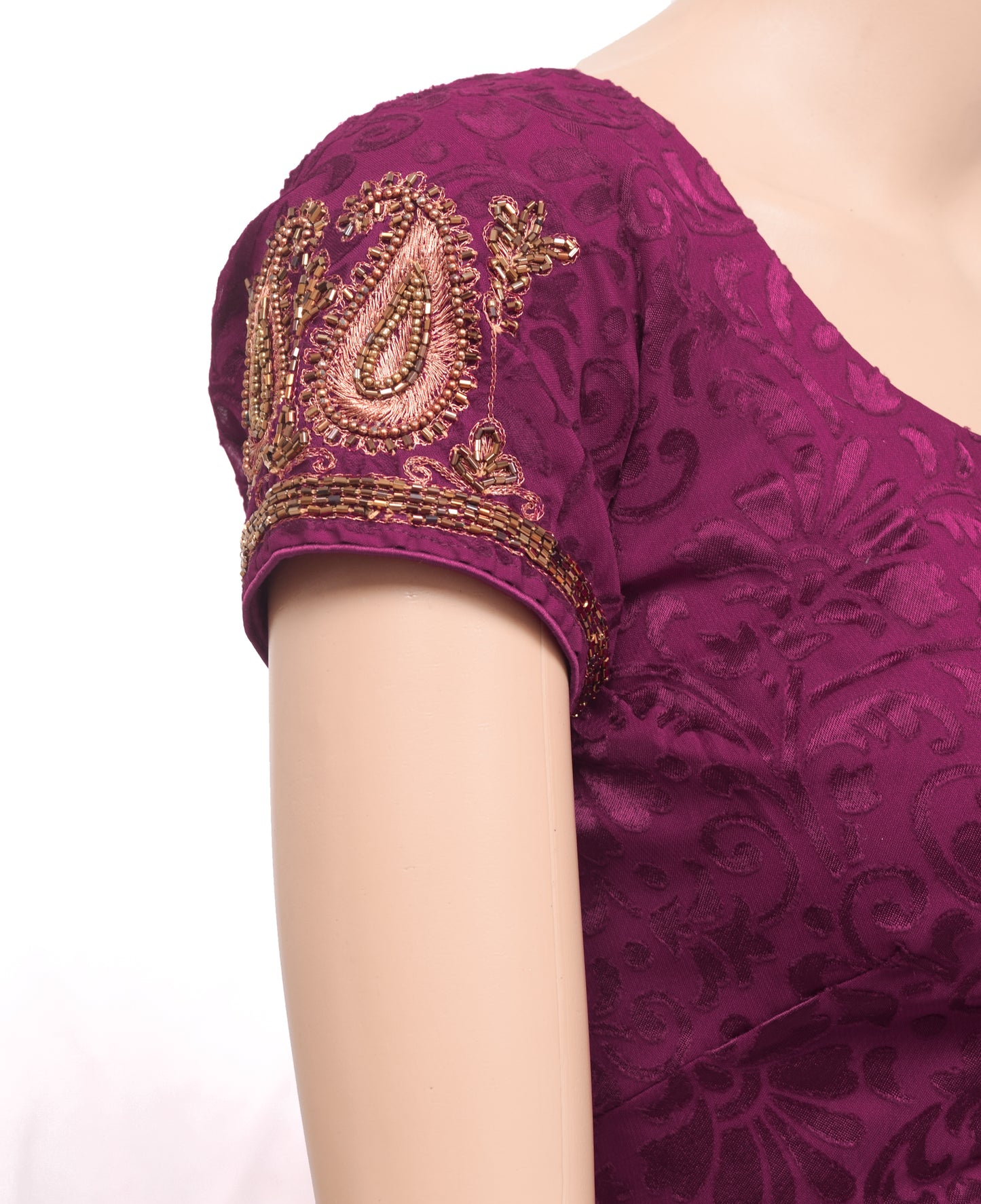 Sushila Vintage Magenta Purple Stitched Sari Blouse Silk Woven Designer Choli 34"